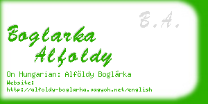 boglarka alfoldy business card