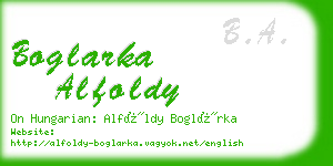 boglarka alfoldy business card